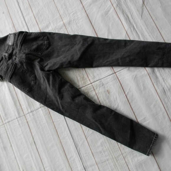 Levis Premium Black Denim Skinny Overalls Jumper - Size 26 SIDE ZIPPERS - Picture 4 of 8